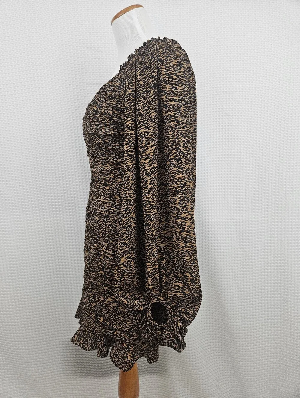 Ted Baker London Wyatte Ruched Bodycon Mini Dress Long Sleeve Animal Print XS/1 - Picture 7 of 10